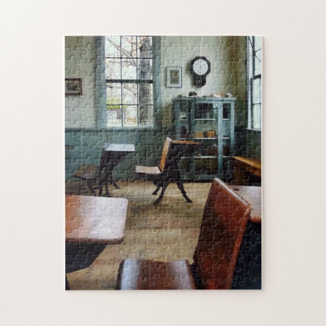 One Room Schoolhouse With Clock Jigsaw Puzzle (Vertical)