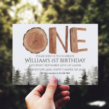 One Rustic Green Trees 1st Birthday 