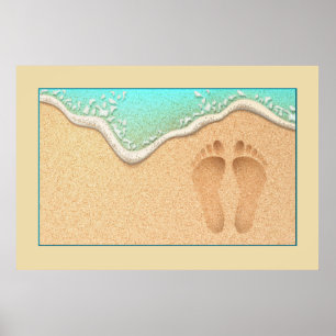 One Set of Footprints in the Sand Poster