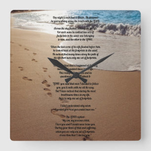 One Set Of Footprints Square Wall Clock