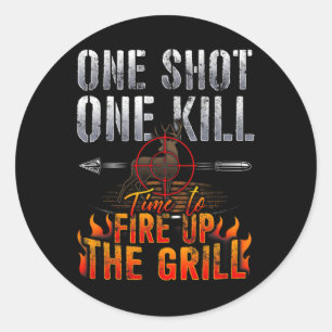 One Shot One Kill Fire Grill Deer Hunting  Classic Round Sticker