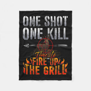 One Shot One Kill Fire Grill Deer Hunting  Fleece Blanket