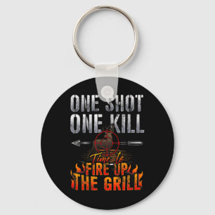 One Shot One Kill Fire Grill Deer Hunting  Keychain