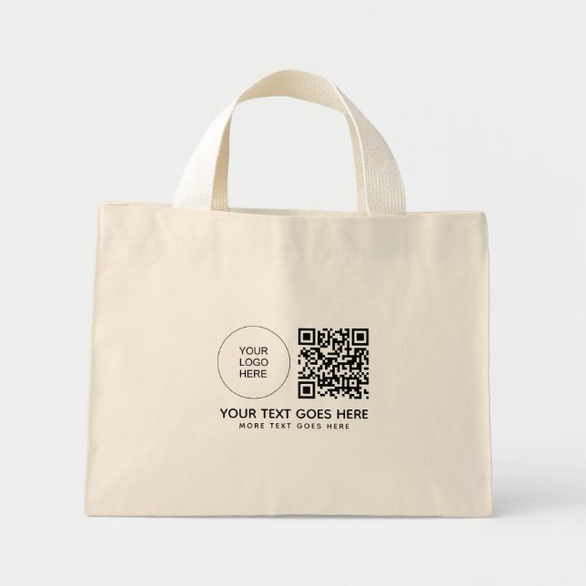 One Side Printed Company Logo Here QR Code Barcode Mini Tote Bag (Front)