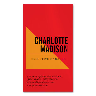 One Sided Retro Red Fancy Trendy Minimalist Plain Magnetic Business Card