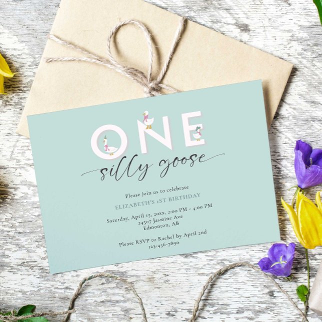 One Silly Goose 1st Birthday Cute Invitation (Creator Uploaded)