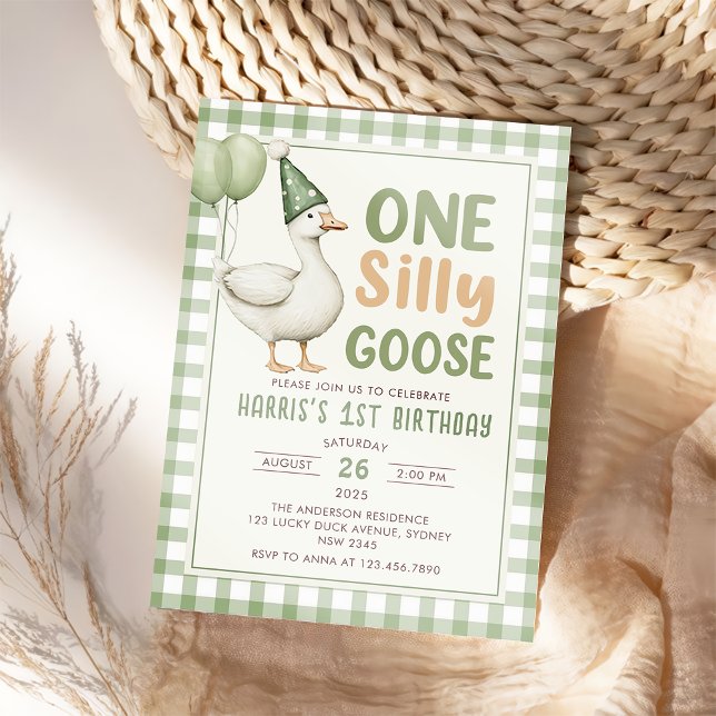 One Silly Goose 1st Birthday Invitation  (Creator Uploaded)