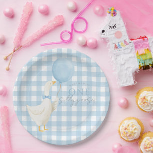 One Silly Goose 1st Birthday Invitation Paper Plate