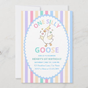 One Silly Goose 1st Birthday Invitation with Photo