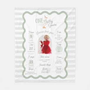 One Silly Goose 1st Birthday Milestone Sign  Fleece Blanket