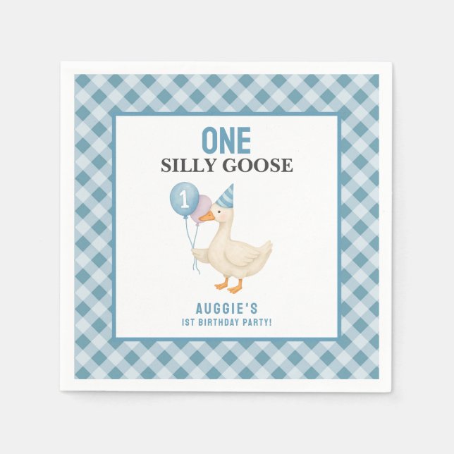 One Silly Goose 1st Birthday Napkin (Front)