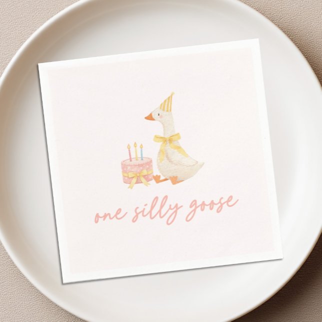 One Silly Goose 1st Birthday Napkin (Creator Uploaded)