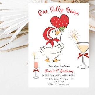One Silly Goose 1st Birthday Party Invitation