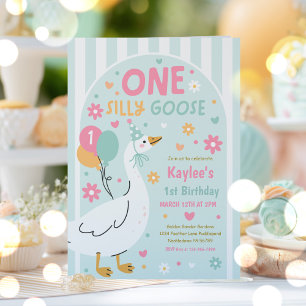 One Silly Goose 1st Birthday Party Spring Birthday Invitation