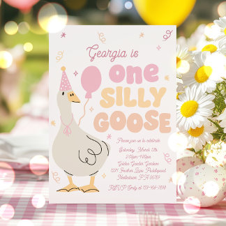 One Silly Goose 1st Birthday Party Spring Birthday Invitation