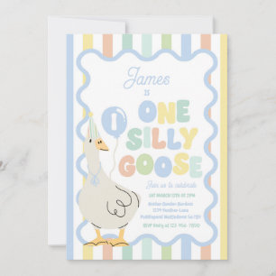 One Silly Goose 1st Birthday Party Spring Birthday Invitation