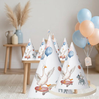 One Silly Goose 1st Birthday Watercolor Pastel Party Hat
