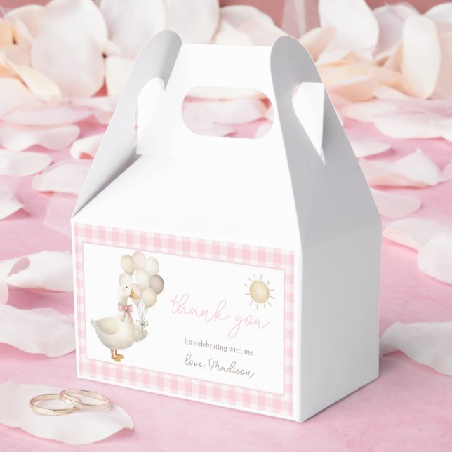 ONE Silly Goose, Balloons, Retro Gingham Favor Box (Wedding)