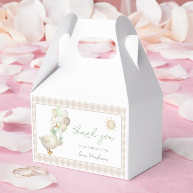 ONE Silly Goose, Balloons, Retro Gingham Favour Bo Favor Box (Wedding)