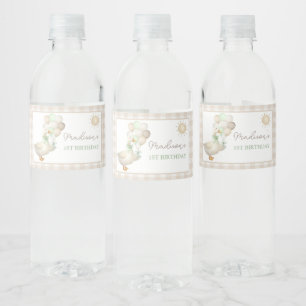 ONE Silly Goose, Balloons, Retro Gingham Water Bot Bottle Label