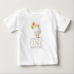 One Silly Goose Beige 1st Birthday Baby T-Shirt<br><div class="desc">This cute "one silly goose" gender-neutral 1st/first birthday t-shirt features a goose with a party hat and balloons. Personalize it for your needs. You can find matching products at my store.</div>