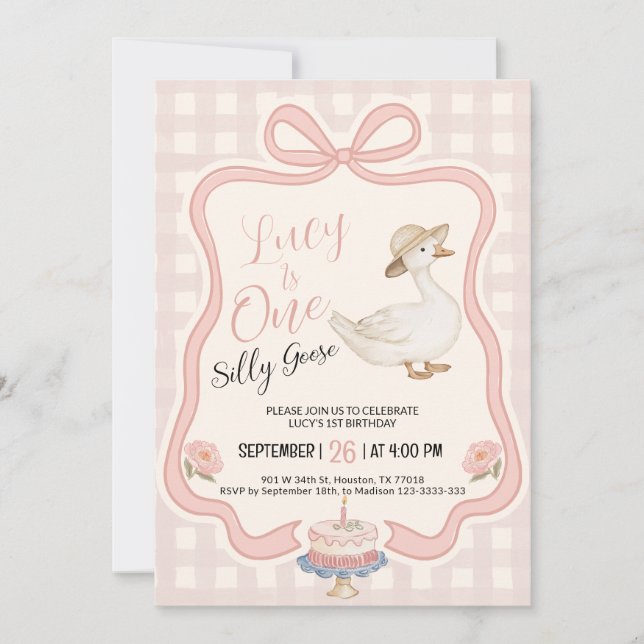 One Silly Goose Birthday Invitation (Devant)