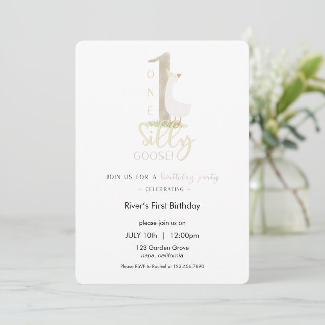 One Silly Goose Birthday Invitation (Standing Front)