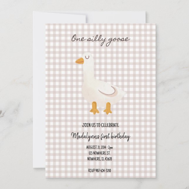 one silly goose birthday invitation (Devant)