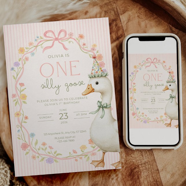 One Silly Goose Birthday Invititation Invitation (Creator Uploaded)