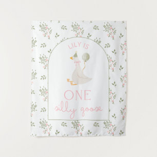 One Silly Goose Birthday Personalized Banner  Tapestry