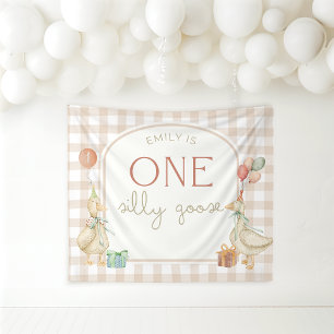 One Silly Goose Birthday Personalized Banner Tapestry