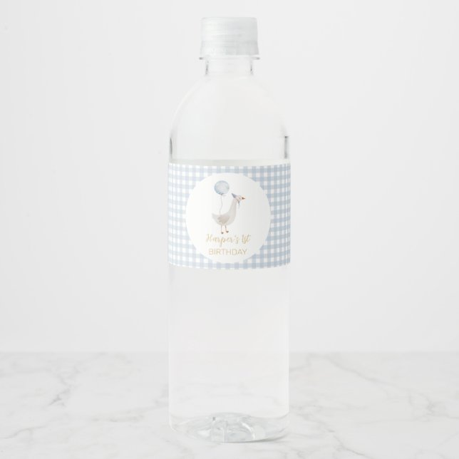 One Silly Goose Birthday Water Bottle Label (Front)