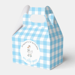 One Silly Goose Blue 1st Birthday Favor Box