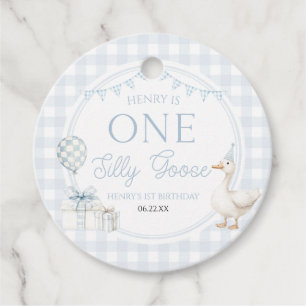 ONE Silly Goose Blue 1st Birthday Party Favour Tags