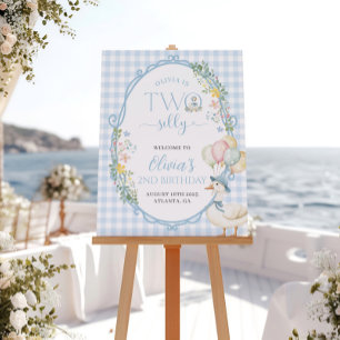 One Silly Goose Blue 2nd Birthday Welcome Sign