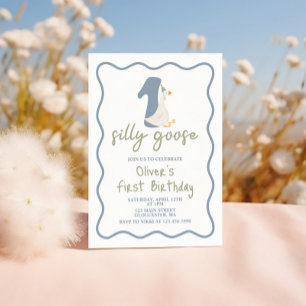 One Silly Goose blue and green Invitation