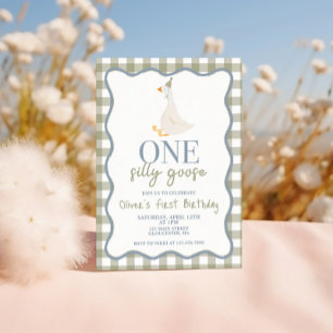 One Silly Goose blue and green Invitation