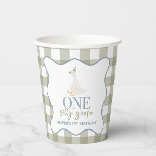 One Silly Goose blue and green Paper Cups