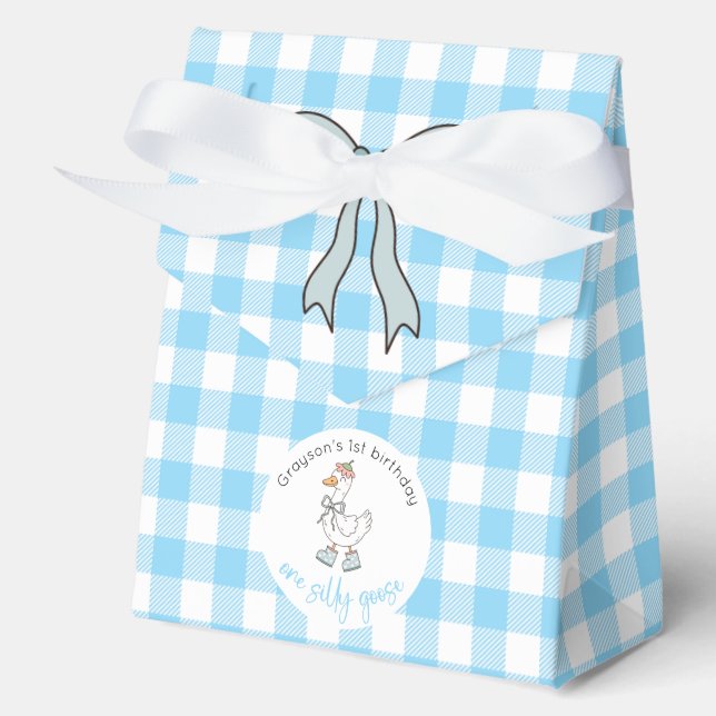 One Silly Goose Blue Birthday Favor Box (Front)