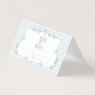 One Silly Goose Blue Bow Birthday Place Cards