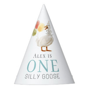 One Silly Goose Blue Boy 1st Birthday Party Hat