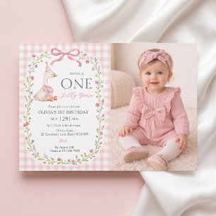 One Silly Goose Bow Widflower Birthday Invitation