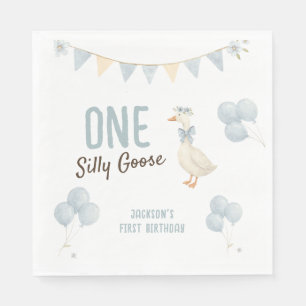 One Silly Goose Boy First Birthday Napkin