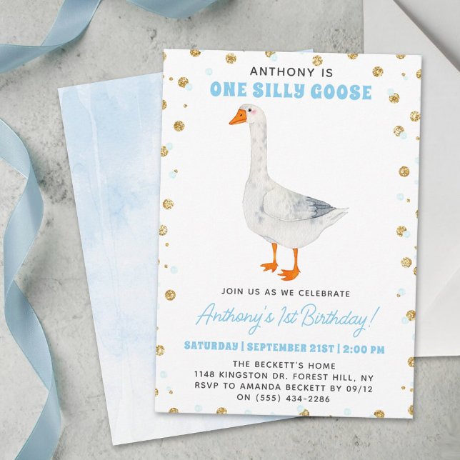 One Silly Goose Boys 1st Birthday Invitation (Creator Uploaded)