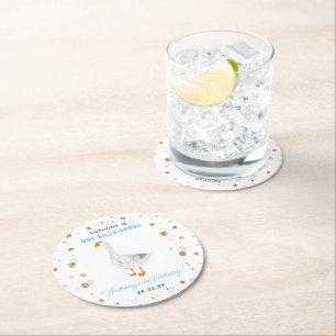 One Silly Goose Boys 1st Birthday Party Round Paper Coaster