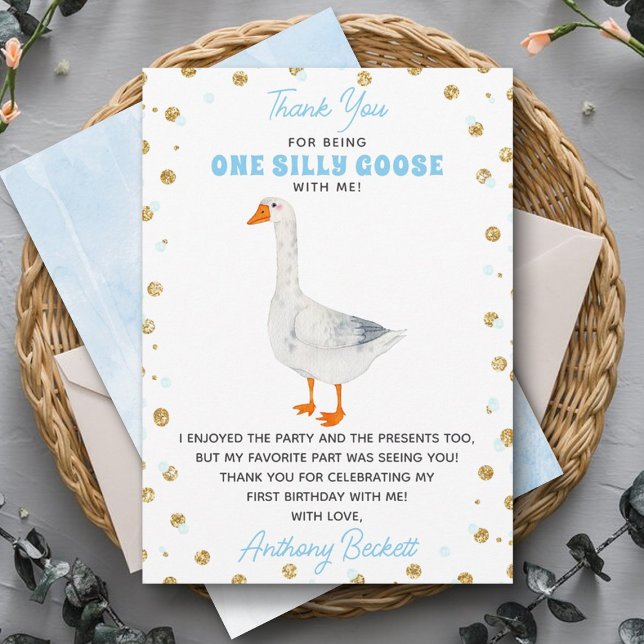 One Silly Goose Boys 1st Birthday Thank You Card (Creator Uploaded)