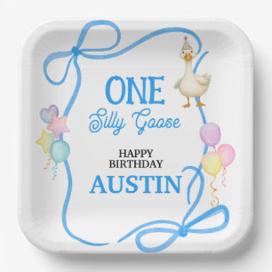 One Silly Goose Boys First Birthday Paper Plate