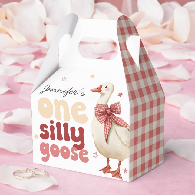 One Silly Goose Christmas Bow 1st Birthday Favor Box (Wedding)