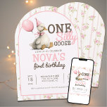 One Silly Goose Customized Pink 1st Birthday Arch Invitation<br><div class="desc">Celebrate your little one’s big milestone with our One Silly Goose Personalized Pink 1st Birthday Arch Invitation! Featuring a whimsical goose illustration, playful pink tones, and a trendy arch-shaped design, this charming invite sets the tone for a lighthearted and joy-filled first birthday party. The modern layout blends sweetness with a...</div>