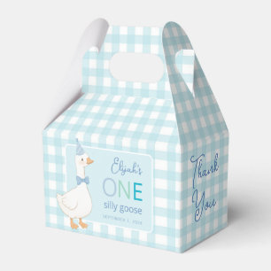 One Silly Goose Cute Blue Boy First Birthday Party Favor Box